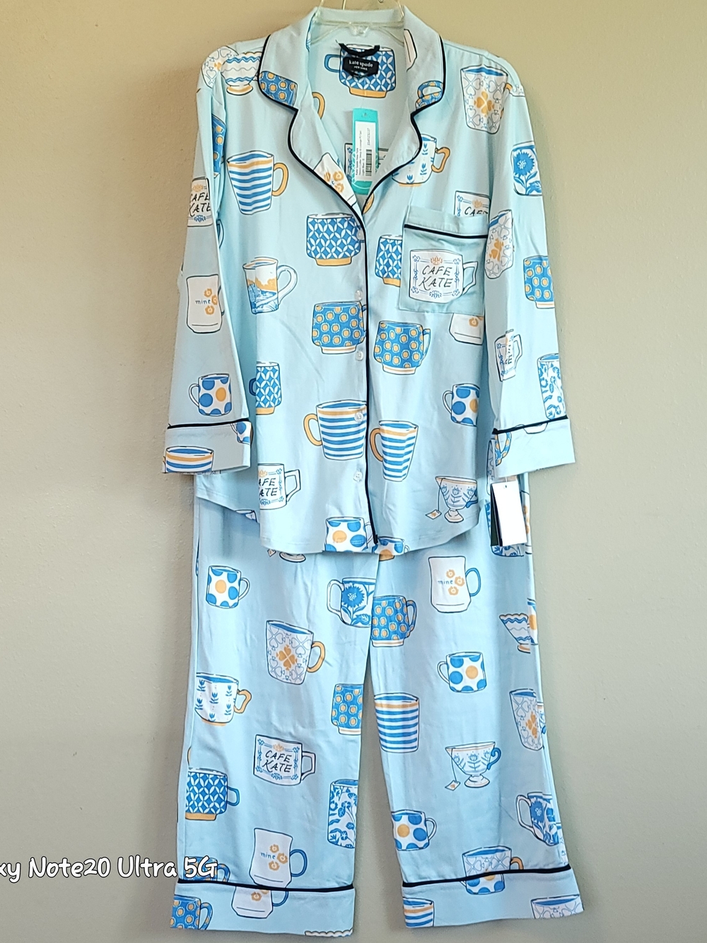 NWT Kate Spade New York Kate's Diner Coffee Mug Pajama Set Blue